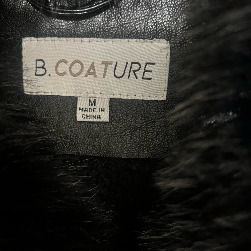 B.coature women's faux leather and fur jacket size medium M - Picture 5 of 8